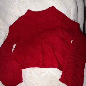 Size Small Red Ribbed Cropped Sweater